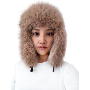 Women's Camel Faux Fur Ski Trooper Winter With Earflap Classic Snow Ushanka Cap